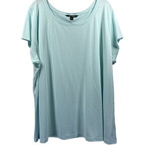 Lauren Ralph Lauren Women's Top 3X Solid Blue Lightweight Cap Sleeve‎ Pullover
